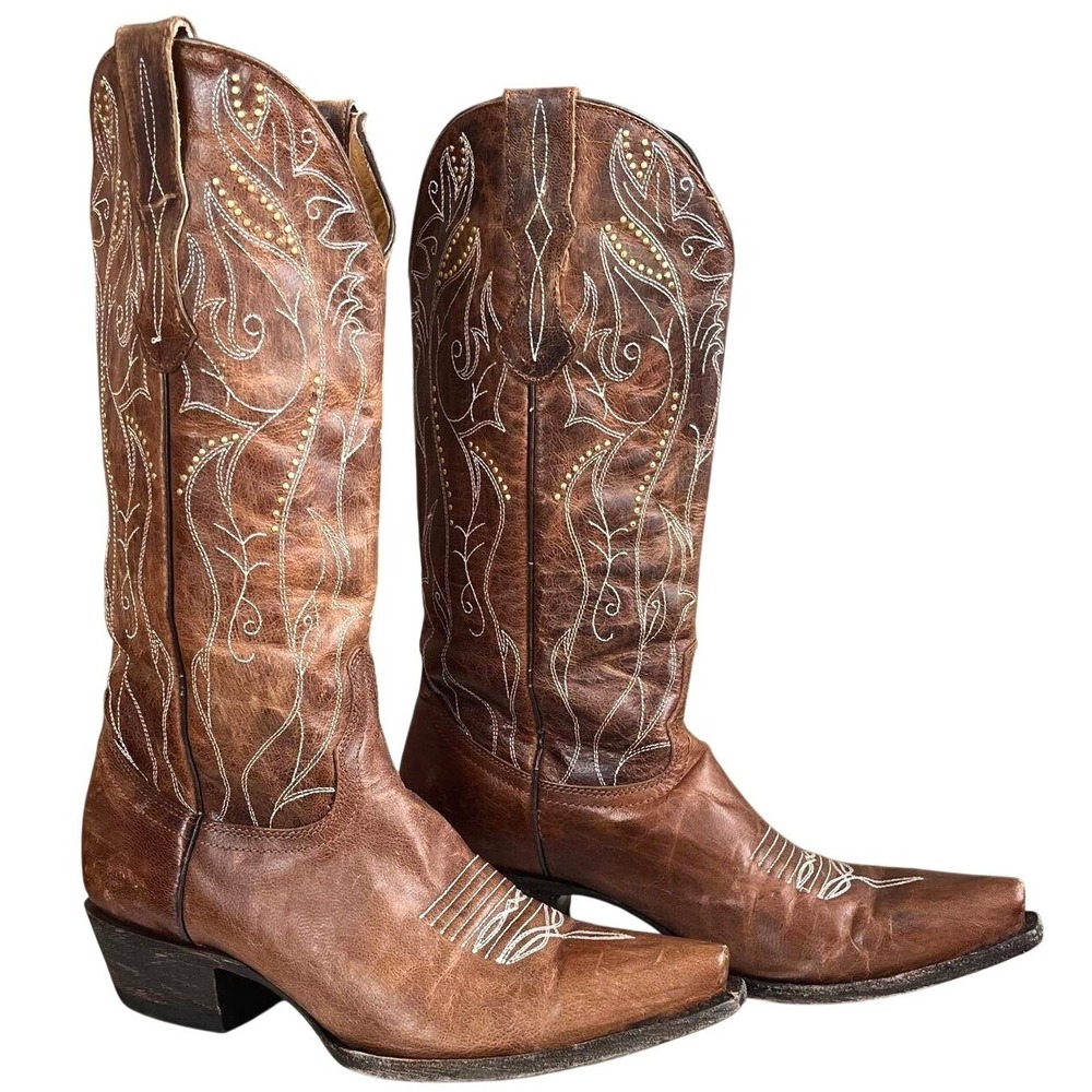 Idyllwind "Sweet‎ Tea" Leather Western Boots Women's 7 Snip Toe Studded Western